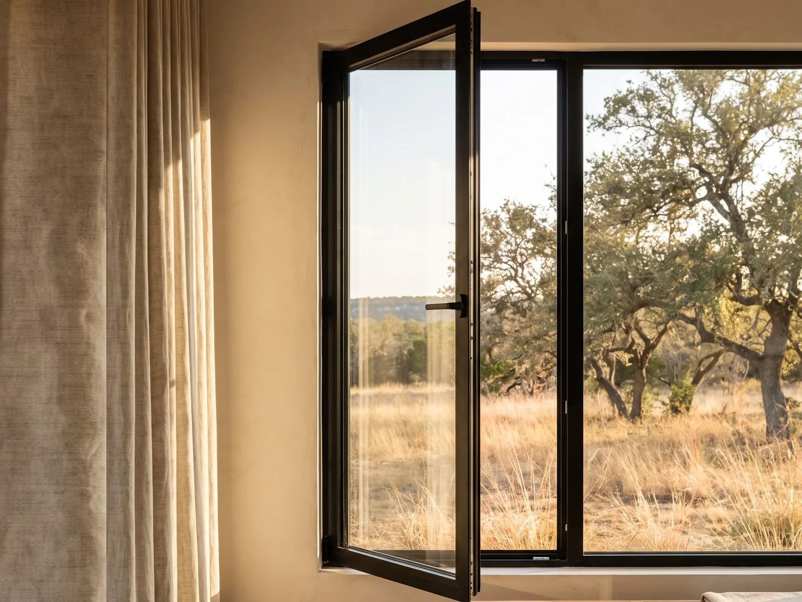 Tilt and turn aluminum window, sash swung fully inward